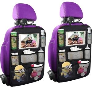 2 Pack ONE PIX Black Backseat Car Organizers with Touch Screen Tablet Holders